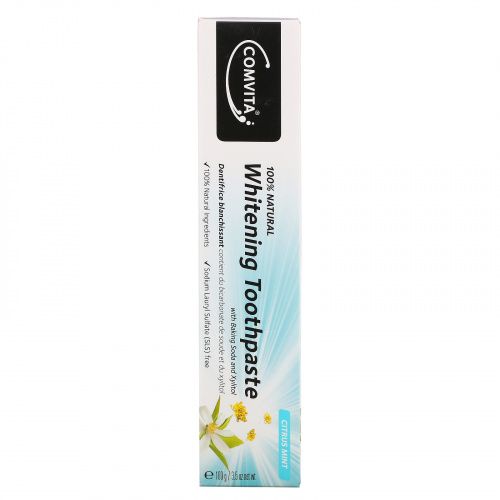 Comvita, 100% Natural Whitening Toothpaste with Baking Soda and Xylitol, Fluoride Free, Citrus Mint, 3.5 oz (100 g)