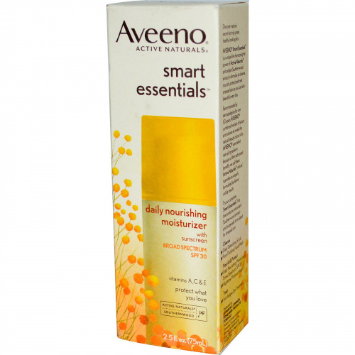 Aveeno, Природная активность, умная база, ежедневный питательный увлажняющий крем, SPF 30, 75 мл (2,5 жидких унций)