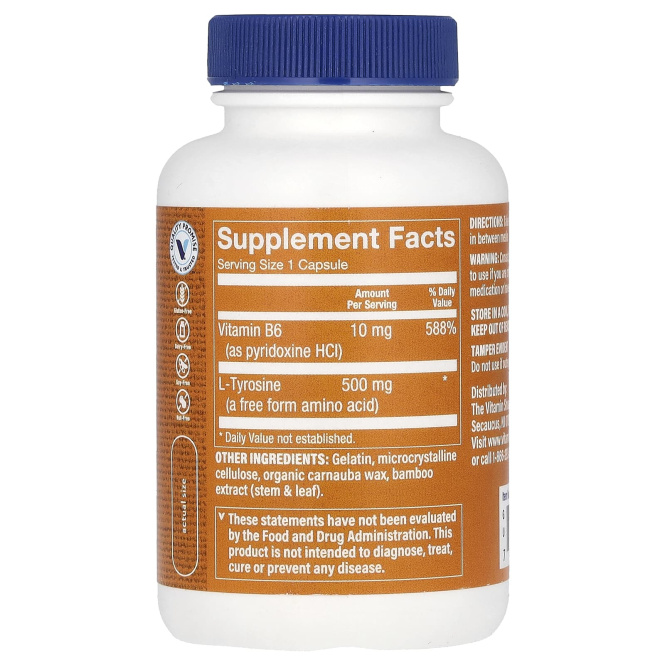 The Vitamin Shoppe, L-тирозин, 500 мг, 100 капсул