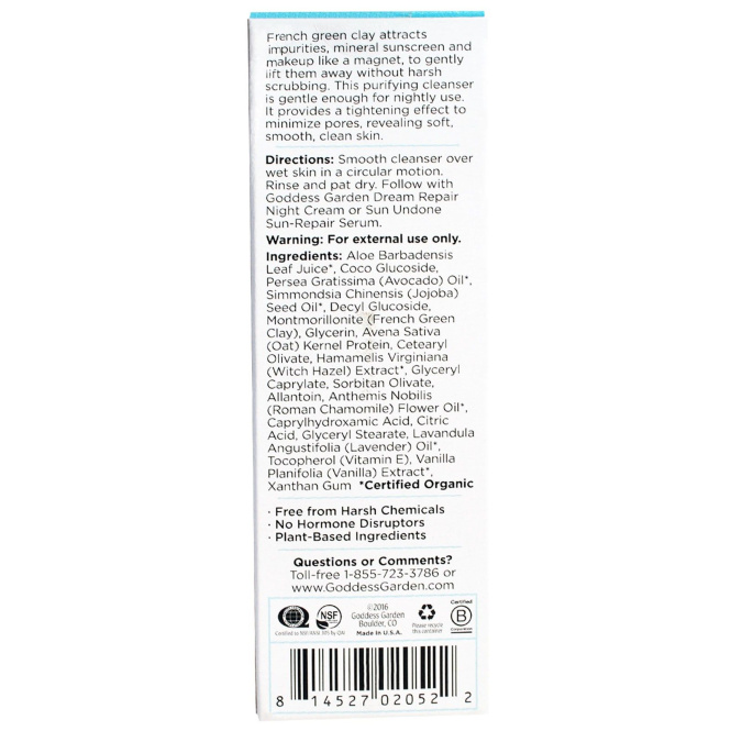 Goddess Garden, Organics, Сотрите день, Минеральное удаляющее чистящее средство, 4 унции (113 г)