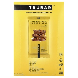 Trubar, протеиновый батончик на растительной основе, соленый миндаль, 12 батончиков по 50 г (1,76 унции)