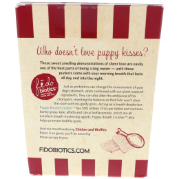 Fidobiotics, Fried Chicken And Waffles, Puppy Breath Crusher, Probiotic Supplement For Fido, 500 Million CFUS, For Dogs, 50 Tablets