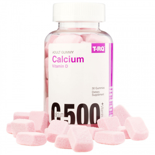 T-RQ, Кальций 500 + Витамин D, 30 жевательных конфет