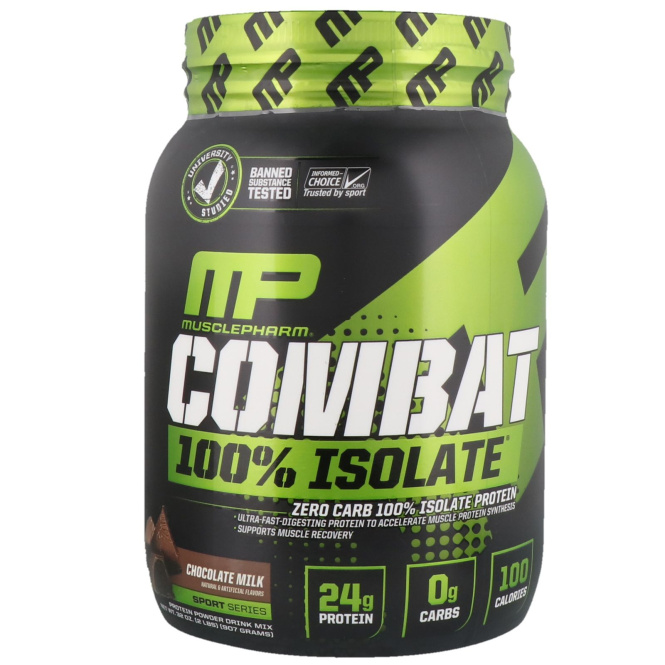 MusclePharm, изолированный белок Combat 100%, молочный шоколад, 32 унций (907 г)
