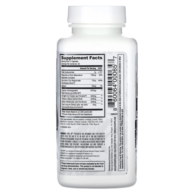 RYSE, Test, безжировая масса и либидо, 120 желатиновых капсул