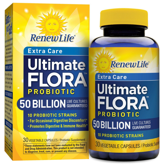 Renew Life, Ultimate Flora, Extra Care Probiotic, 50 Billion Live Cultures , 30 Vegetable Capsules