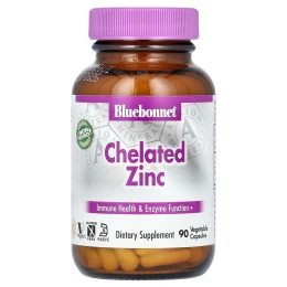 Bluebonnet Nutrition, Хелатированный цинк, 90 капсул в растительной оболочке