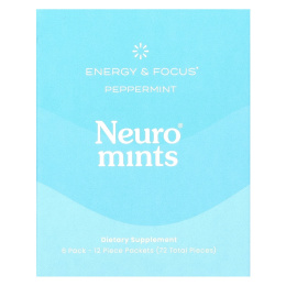 NeuroGum, NeuroMints, энергия и концентрация, перечная мята, 6 пакетиков по 12 шт.