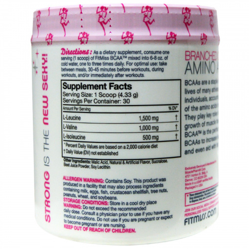 FitMiss, BCAA, женские аминокислоты с разветвленной цепью, клубничная маргарита, 5,6 унций (159г)