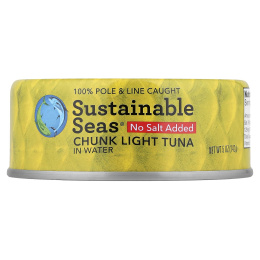 Sustainable Seas, Кусочки светлого тунца в воде, без добавления соли, 142 г (5 унций)