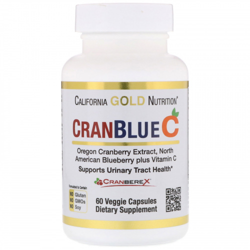 California Gold Nutrition, CranBlue C, Cranberex, здоровье мочи, 60 вегетарианских капсул