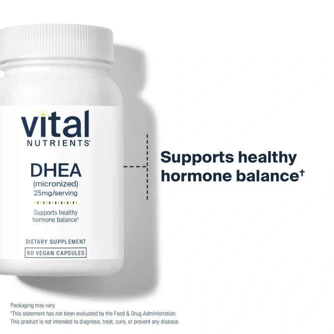 Vital Nutrients, ДГЭА (микронизированный), 25 мг, 60 веганских капсул
