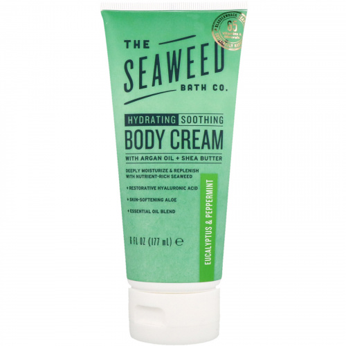 The Seaweed Bath Co., Крем для тела с морскими водорослями "Дико природно", эвкалипт и перечная мята, 177 мл (6 жидких унций)