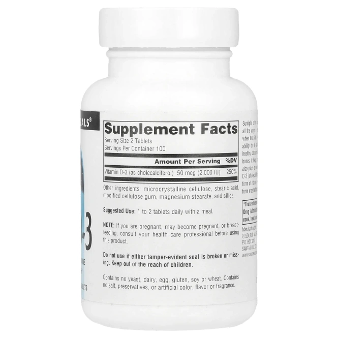 Source Naturals, Витамин D3, 1000 МЕ, 200 таблеток