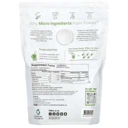 Micro Ingredients, Органический инулин в порошке, без добавок, 998 г (2,2 фунта)