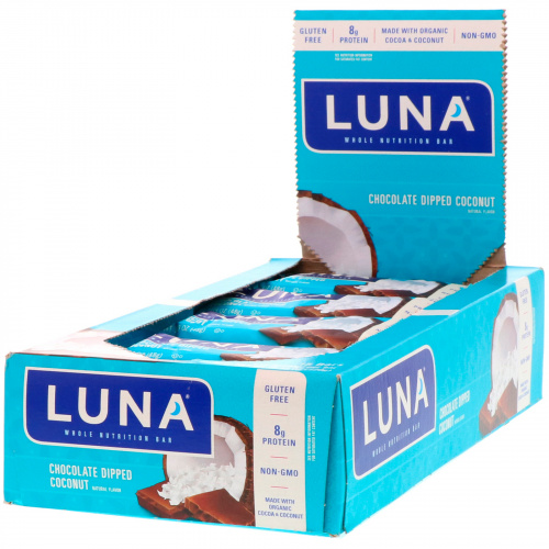 Clif Bar, Luna, питательный батончик для женщин, кокос в шоколаде, 15 батончиков, 1,69 унц. (48 г) в каждом