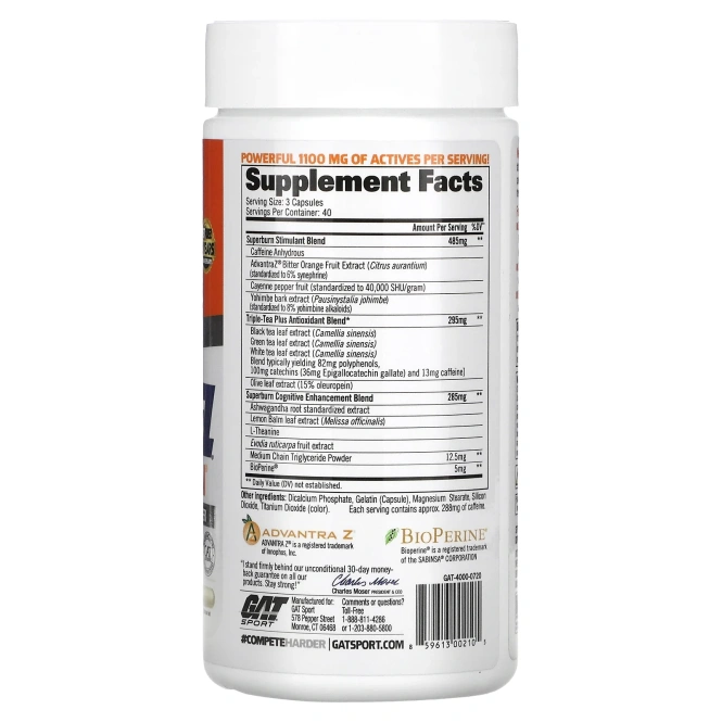 GAT, JetFUEL Superburn, 120 капсул с маслом