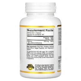 California Gold Nutrition, Селен, бездрожжевой, 200 мкг, 180 растительных капсул