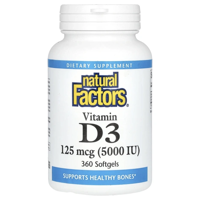 Natural Factors, Vitamin D3, 5000 МЕ, 360 Softgels