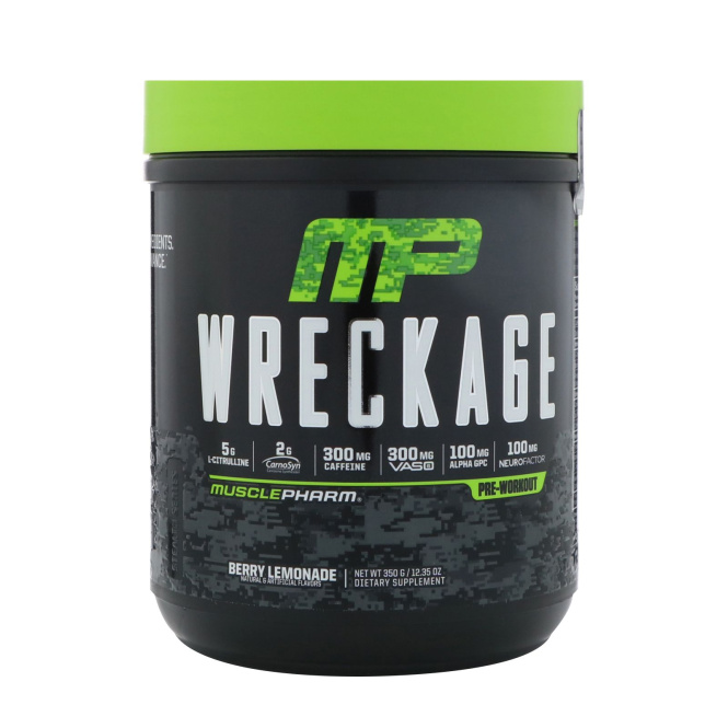 MusclePharm, Крушение Предтренировочная формула, Ягодный лимонад, 12,35 унц. (350 г)