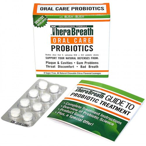 TheraBreath, Уход за полостью рта, Oral Care Probiotics, цитрусовый аромат, 8 пастилок без сахара
