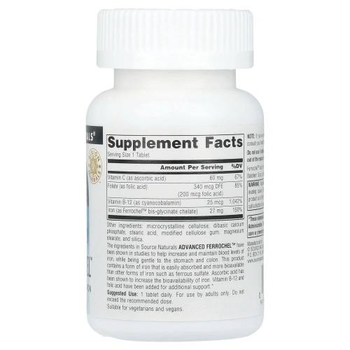 Source Naturals, Advanced Ferrochel, 180 таблеток