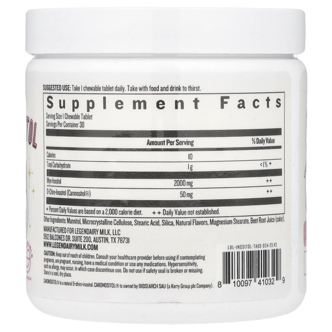 Legendairy Milk, Myo & D-хиро инозит, вишня, 30 веганских жевательных таблеток