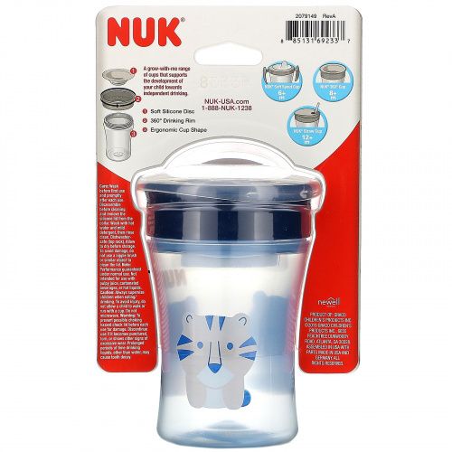 NUK, Evolution 360 Cup, Blue, 8+ Months, 1 Cup, 8 oz (240 ml)