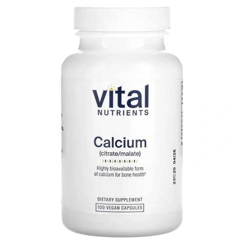 Vital Nutrients, Кальций (цитрат / малат), 100 веганских капсул