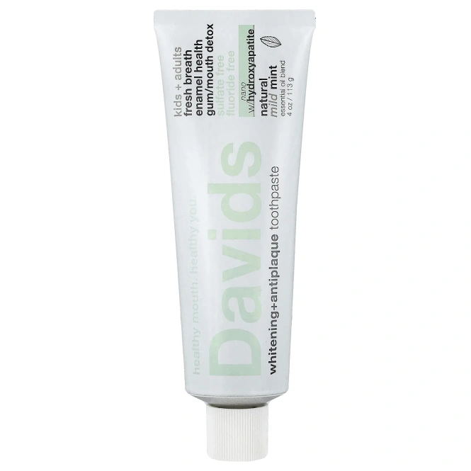 Davids, Отбеливающая зубная паста против зубного налета для детей и взрослых, натуральная мягкая мята, 113 г (4 унции)