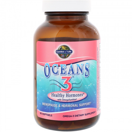Garden of Life, Oceans 3, Здоровые Гормоны с OmegaXanthin 90 гелевых капсул