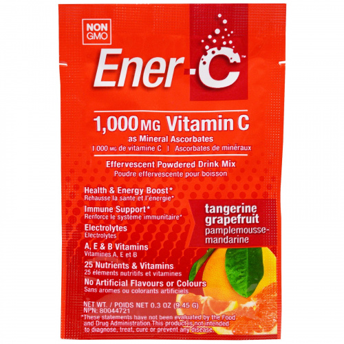 Ener-C, Витамин C, шипучий растворимый порошок для напитка со вкусом мандарина и грейпфрута, 30 пакетиков, 10,0 унций (283,5 г)