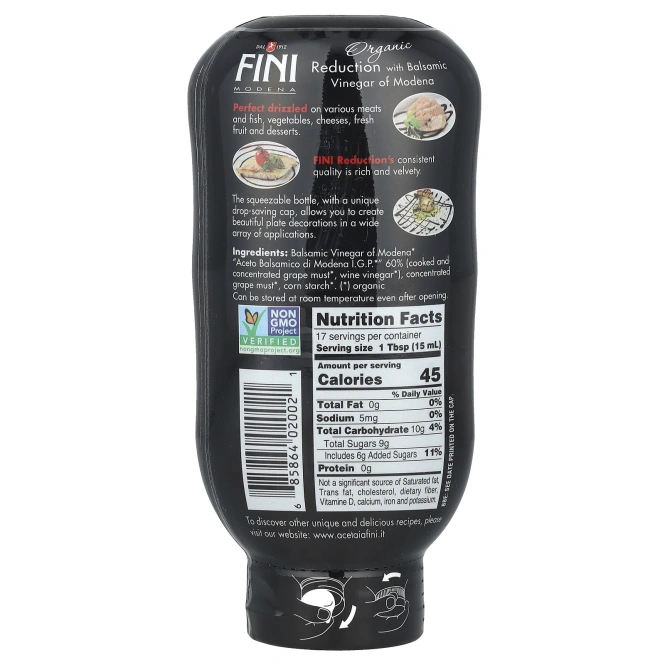 Fini Modena, органический соус с бальзамическим уксусом из Модены, 250 мл (8,45 жидк. унции)