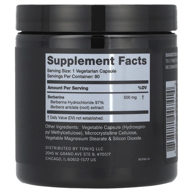 Toniiq, Берберин, 90 капсул (500 мг в каждой капсуле)
