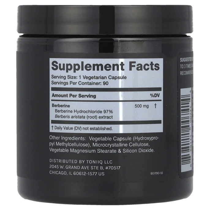 Toniiq, Берберин, 90 капсул (500 мг в каждой капсуле)