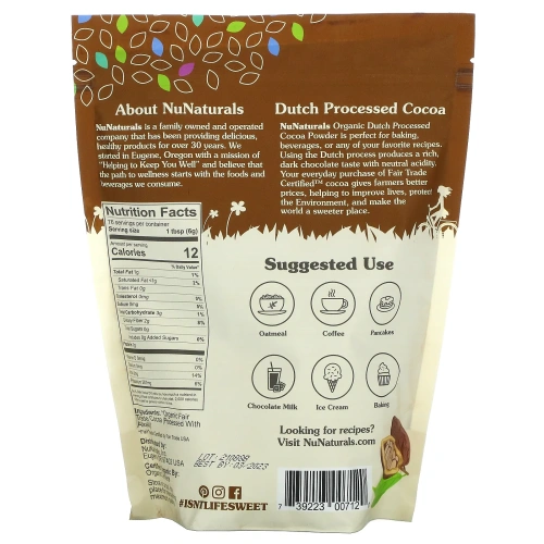 NuNaturals, Organic Cocoa, 1 lb (454 g)