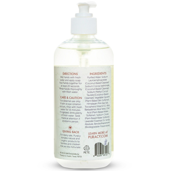 Puracy, Натуральное мыло для рук, 12 жидких унций (355 мл)