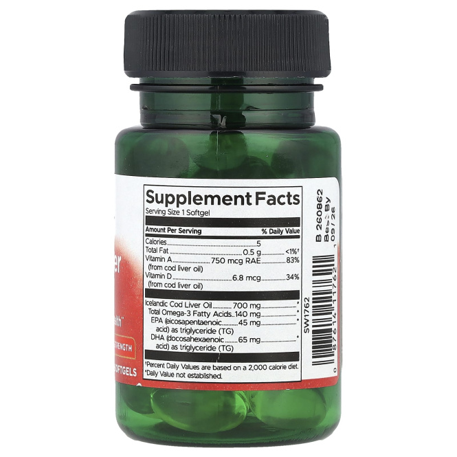 Swanson, жир печени трески, 30 капсул