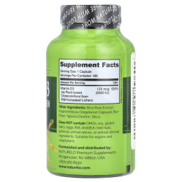 NATURELO, витамин D3, на растительной основе, 125 мкг, 5000 МЕ, 180 капсул, которые легко глотать