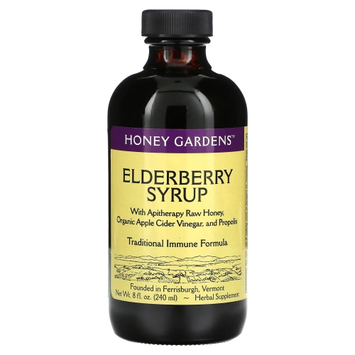Honey Gardens, Сироп из бузины с апитерапией меда, прополисом и бузиной 8 жидких унции (240 мл)