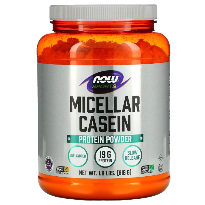 NOW Foods, Sports, мицеллярный казеин, быстрорастворимый, натуральный продукт без ароматизаторов, 816 г (1,8 фунта)