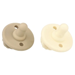 itzy ritzy, Sweetie Soother, пищевые силиконовые пустышки, от 0 месяцев, кремово-коричневая оплетка, 2 пустышки