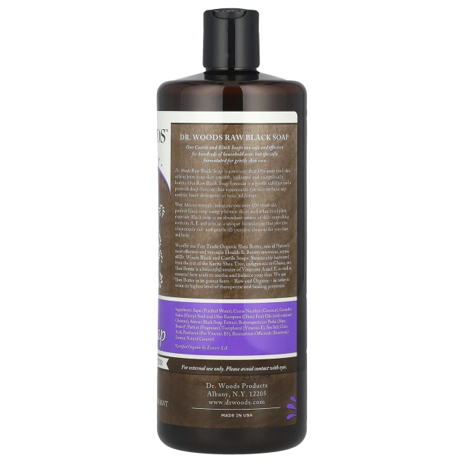 Dr. Woods, Сырое чёрное мыло, справедливая торговля, 32 ж. унций (946 мл)