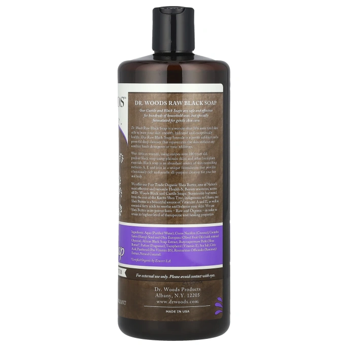 Dr. Woods, Сырое чёрное мыло, справедливая торговля, 32 ж. унций (946 мл)