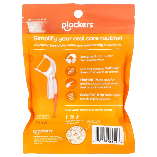 Plackers, Orthopick, зубочистки с нитью, 36 шт.