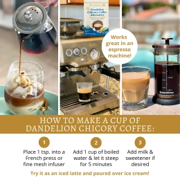 DelighTeas, аюрведическая травяная смесь, одуванчик и цикорий, альтернатива кофе, без кофеина, 170 г (6 унций)