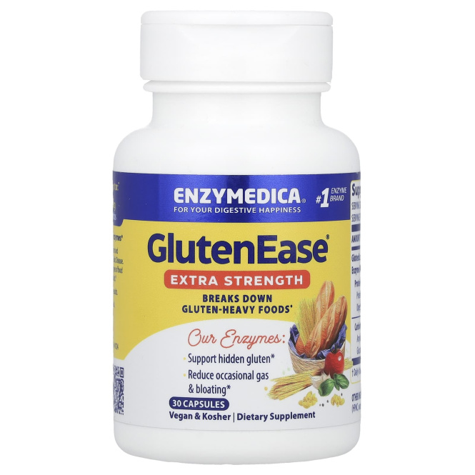 Enzymedica, GlutenEase, супер сила, 30 капсул