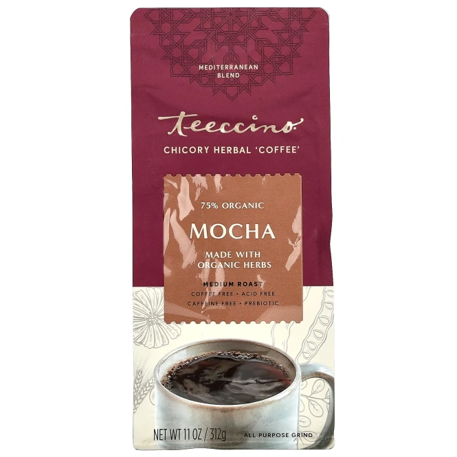 Teeccino, травяной кофе из цикория, мокка, средней прожарки, без кофеина, 312 г (11 унций)
