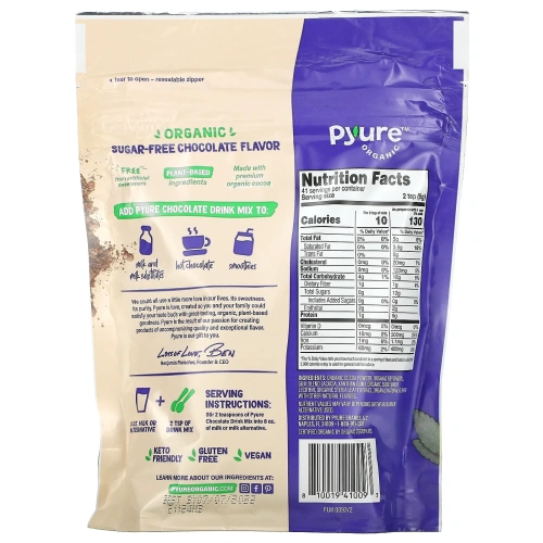 Pyure, Organic Sugar-Free Chocolate Drink Mix, 7.23 oz (205 g)
