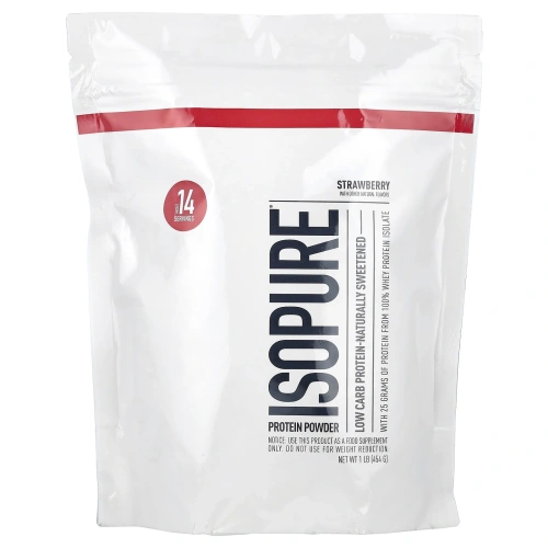 Isopure, Низкоуглеводный протеиновый порошок, клубника, 454 г